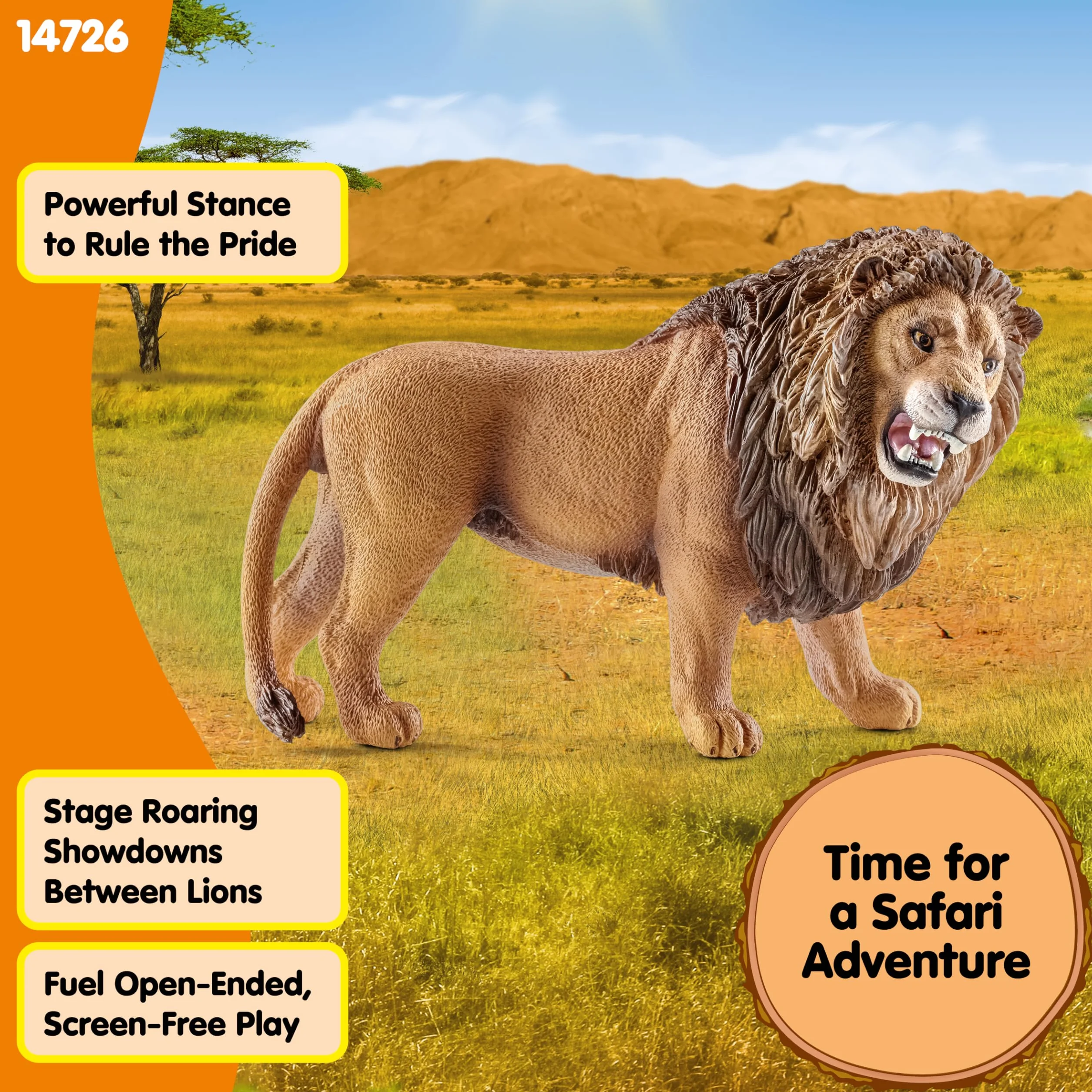 schleich WILD LIFE | Ryczy̨cy lew 14726 | realistyczna figurka zwierzęcia | zabawka zoo | idealny prezent dla dziewczynek i chłopców | dekoracja urodzinowa | figurka od 3 lat | 11 x 5 x 7 cm