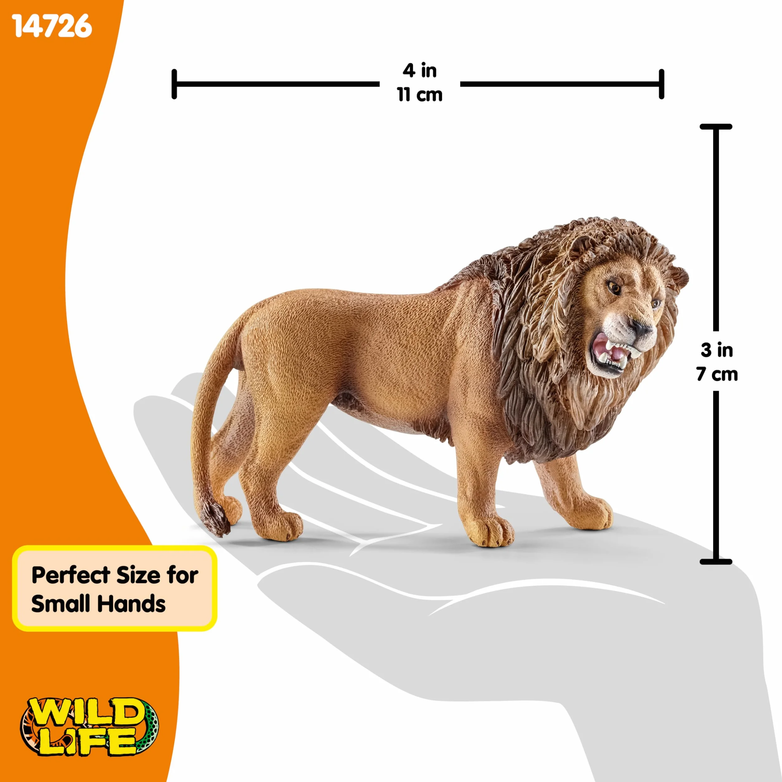 schleich WILD LIFE | Ryczy̨cy lew 14726 | realistyczna figurka zwierzęcia | zabawka zoo | idealny prezent dla dziewczynek i chłopców | dekoracja urodzinowa | figurka od 3 lat | 11 x 5 x 7 cm
