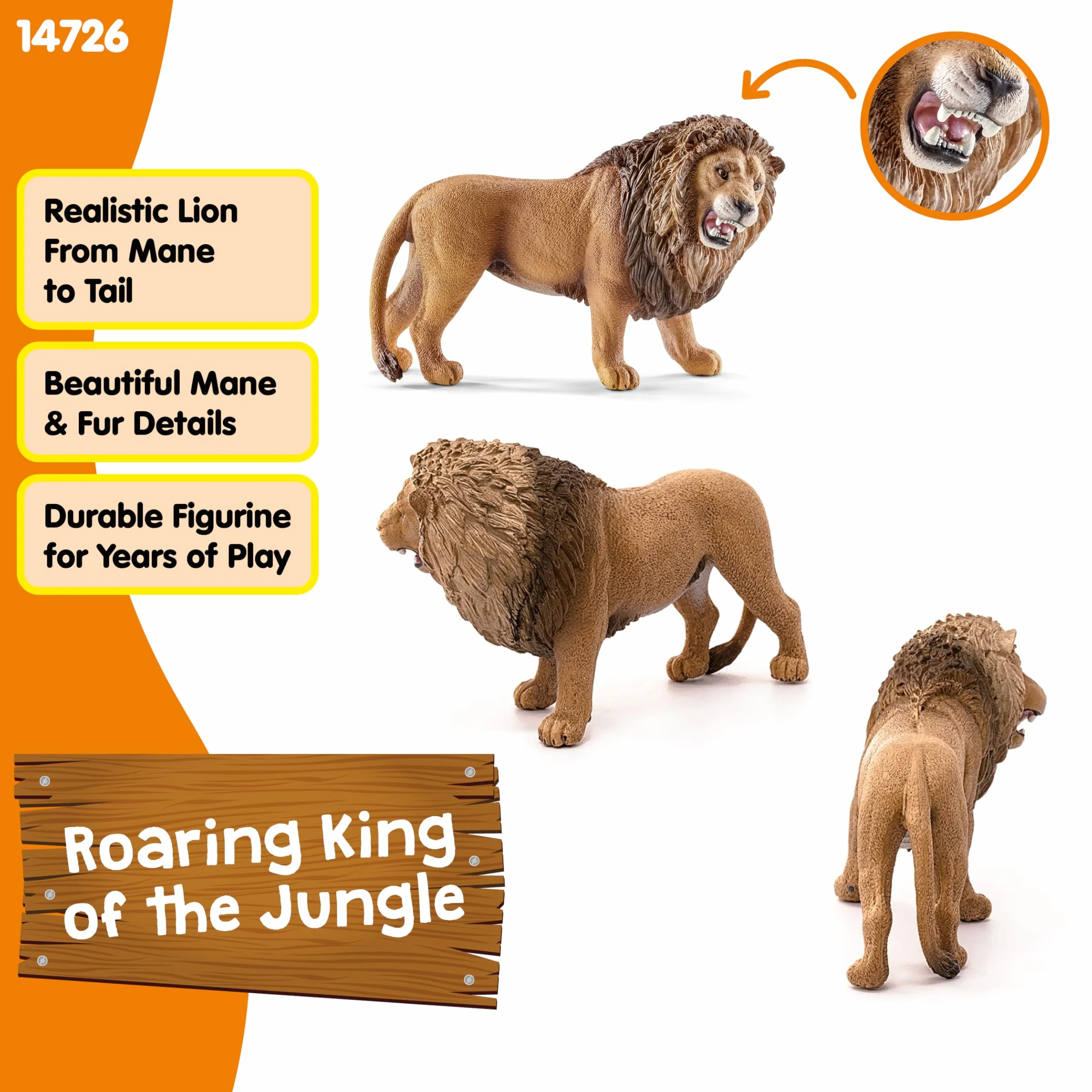 schleich WILD LIFE | Ryczy̨cy lew 14726 | realistyczna figurka zwierzęcia | zabawka zoo | idealny prezent dla dziewczynek i chłopców | dekoracja urodzinowa | figurka od 3 lat | 11 x 5 x 7 cm